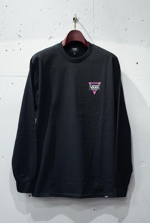  VANS - TRIANGLE CHECKER LOGO LONG SLEEVE TEE - BLACK