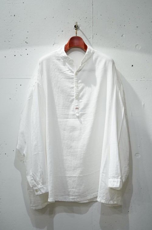  Porter Classic - SUVIN GOLD GAUZE STAND COLLAR LONG SMOCK SHIRT - WHITE