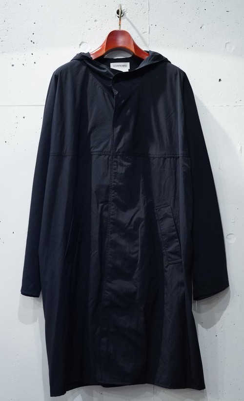  YAECA CONTEMPO (MEN) - NYLON HOODED RAIN COAT SHORT - BLACK