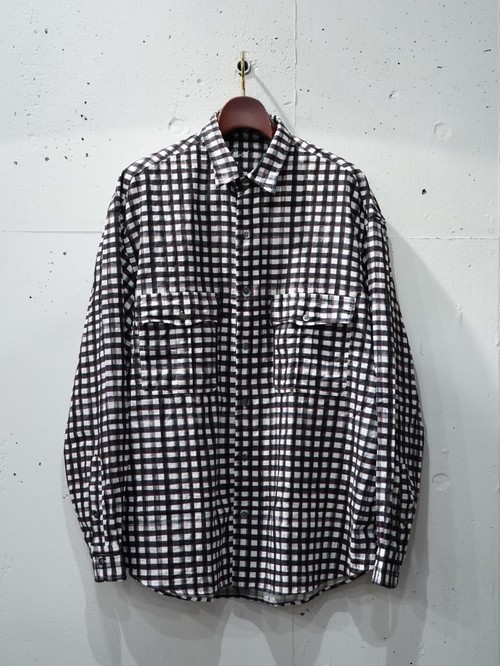  Porter Classic - ROLL UP 水彩 GINGHAM SHIRT - BLACK