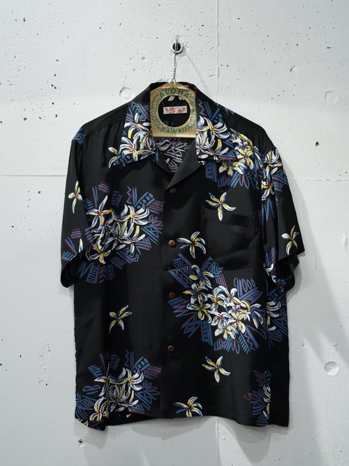  SUN SURF - RAYON HAWAIIAN SHIRT “FAMILIAR FLOWER” - BLACK