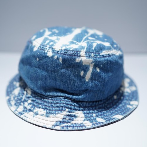 MODUCT - 8oz UNEVEN YARN DENIM SPLATTER REVERSIBLE HAT - BLUE