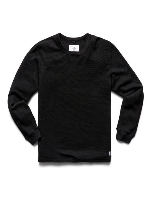  REIGNING CHAMP - FLATBACK WAFFLE LONG SLEEVE - BLACK