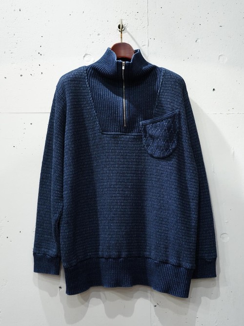  Porter Classic - BEATNIK KENDO KNIT HALF ZIP - BLUE