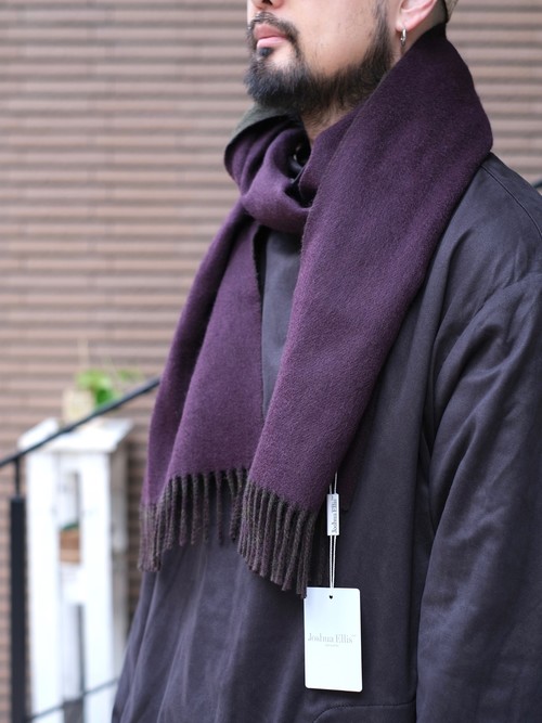  Joshua Ellis - DOUBLE FACED RIPPLE CASHMERE SCARF - Muscat/Loden