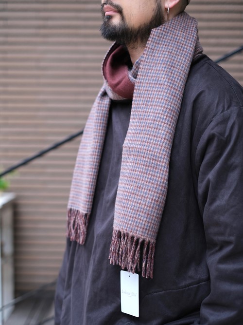  Joshua Ellis - DOUBLE FACED RIPPLE CASHMERE SCARF - Grey/Wine