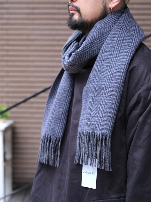  Joshua Ellis - DOUBLE FACED RIPPLE CASHMERE SCARF - Navy/Steel