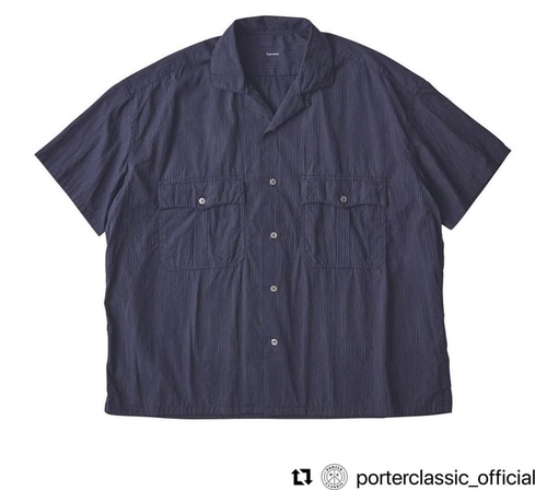  PORTER CLASSIC - KEROUAC PIN STRIPE SHIRT - Navy