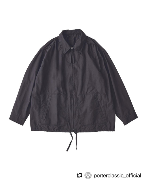  PORTER CLASSIC - WEATHER GATHERED ZIP UP JACKET - Black