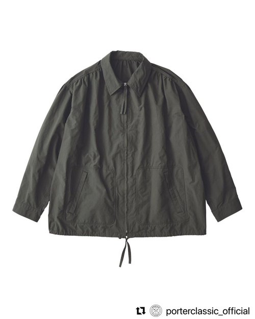  PORTER CLASSIC - WEATHER GATHERED ZIP UP JACKET - Olive
