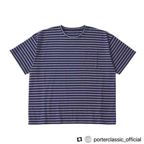  Porter Classic - BEATNIK BORDER T-SHIRT - Blue