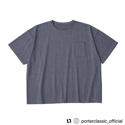  Porter Classic - BEATNIK BORDER T-SHIRT - Gray Black