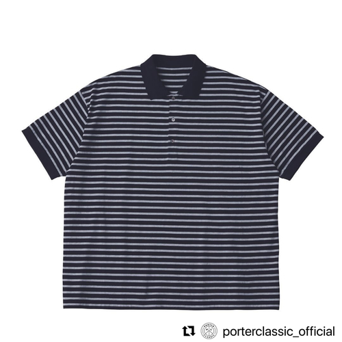  Porter Classic - BEATNIK BORDER POLO SHIRT - Black