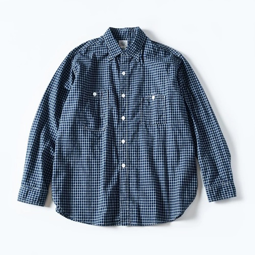  POST OVER ALLS - No.6 Shirt - Cotton/linen check 1 - indigo