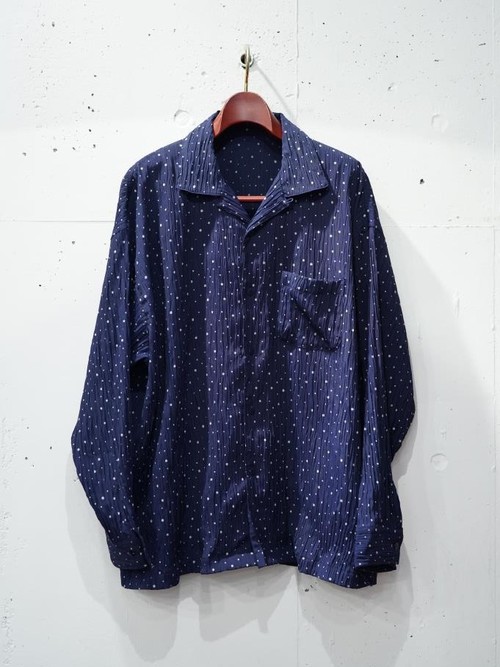  PORTER CLASSIC - ALOHA LONG SHIRT CLASSY DOTS - Navy