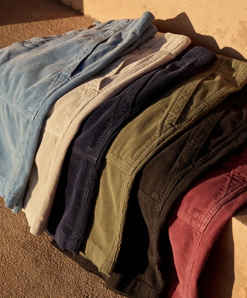  OUTER KNOWN - Seventyseven Cord Utility Shorts - Blue / Indigo / Dark red