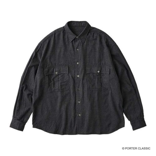  PORTER CLASSIC - ROLL UP FLANNEL SHIRT - Charcoal gray