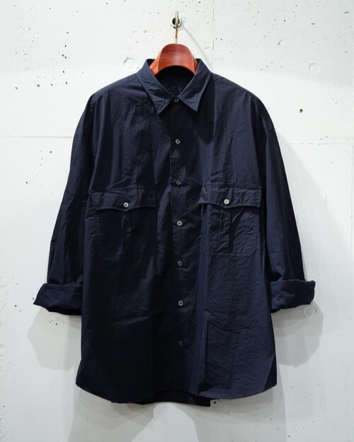  PORTER CLASSIC - ROLL UP COTTON SHIRT - Navy