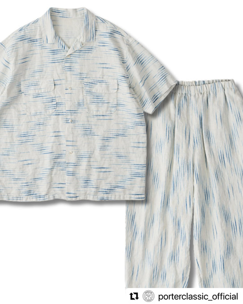  Porter Classic - OLD FRANCE INDIGO PRINT SHIRT - White