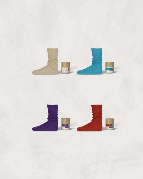  decka - Cased Heavyweight Plain Socks - Ecro/Turquoise/Purple/Burgundy