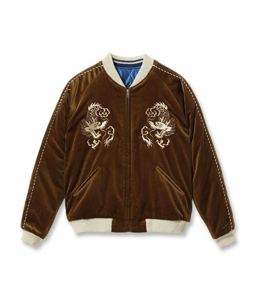  TAILOR TOYO - Mid 1950s Style Velveteen Souvenir Jacket “WHITE DRAGON” × “BLACK EAGLE”