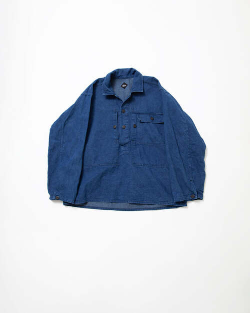  CORONA - M-44 PULLOVER JACKET - Indigo Denim w/ Bio-wash