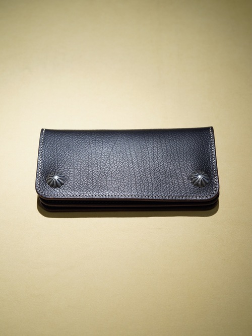  EMBOSSED TRUCKERS WALLET, MEDIUM(SHELL CONCHA CUSTOM) - BLACK