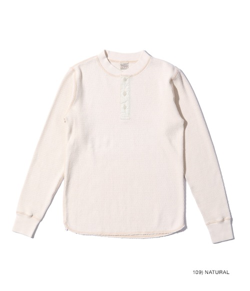  BUZZ RICKSON'S - THERMAL HENLEY NECK T-SHIRT - NATURAL