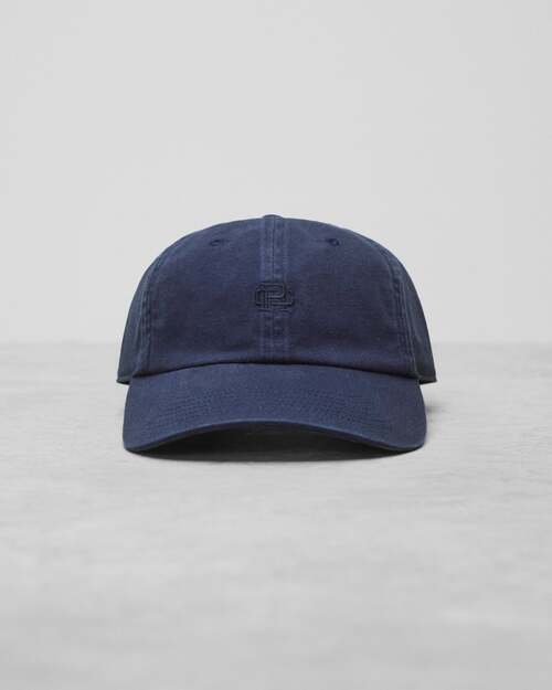  REIGNING CHAMP - COTTON CHINO LOW PRO MONOGRAM STRAPBACK CAP - WASHED NAVY
