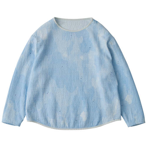  Porter Classic - PAINTED SASHIKO WATERCOLOR LONG T-SHIRT - LIGHT BLUE