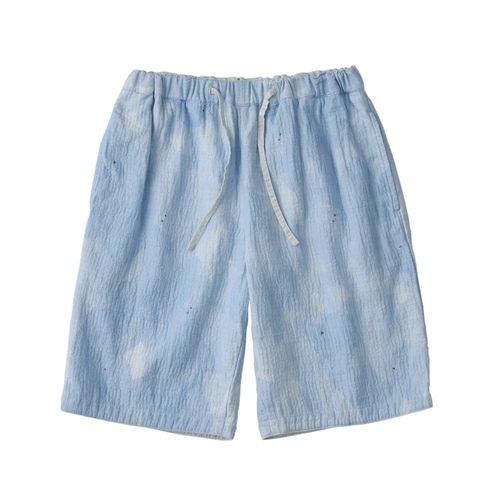  Porter Classic - PAINTED SASHIKO WATERCOLOR SHORTS - LIGHT BLUE