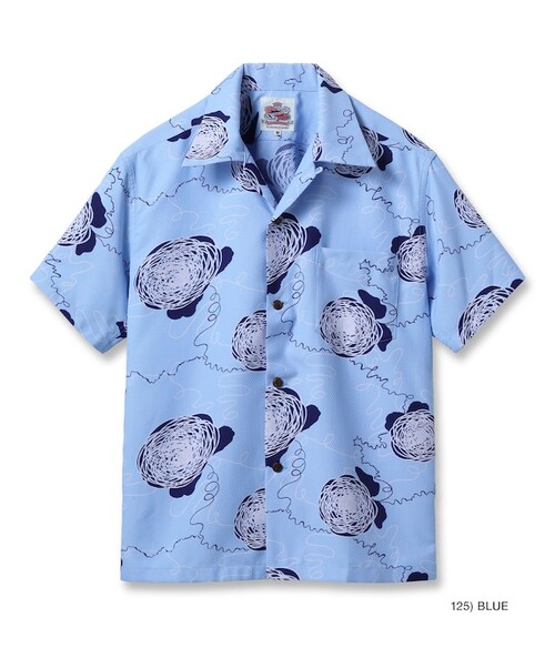  DUKE KAHANAMOKU - COOLMAX® HAWAIIAN SHIRT “DUKE'S WOOL BALL” - BLUE