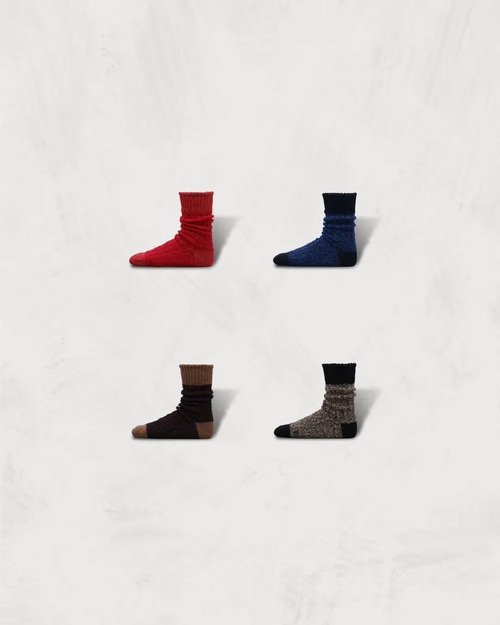  SHOWATABÉ - Textured Cotton Socks - RED/NAVY/BROWN/BLACK