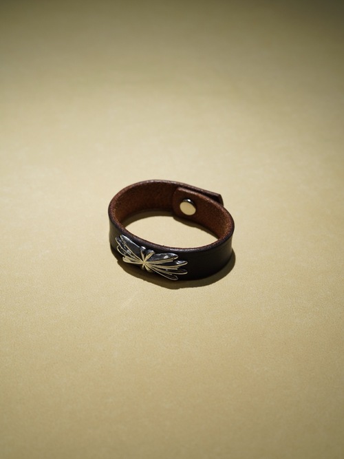  LARRY SMITH - LEATHER BRACELET (BUTTERFLY SHELL) - BLACK