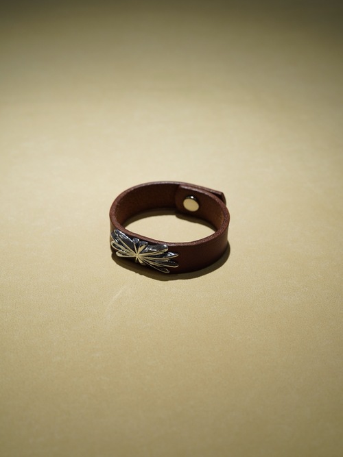  LARRY SMITH - LEATHER BRACELET (BUTTERFLY SHELL) - BROWN