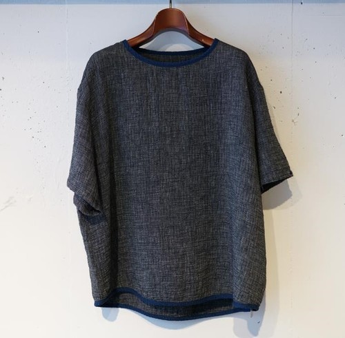  Porter Classic -SASHIKO LINEN PREMIUM SHORT SLEEVE SHIRT- NAVY