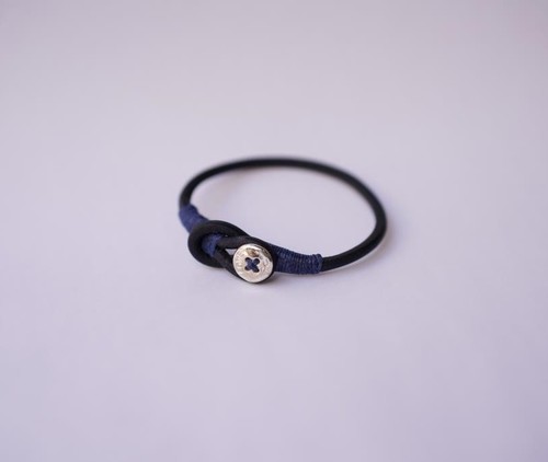  Porter Classic -LEATHER BRACELET W/SILVER BUTTON- NAVY