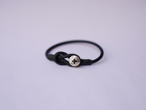  Porter Classic -LEATHER BRACELET W/SILVER BUTTON- BLACK