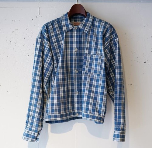  UNION SUPLY × BARBARA KAWAKAMI -PALAKA CHECK BLOUSE- NAVY