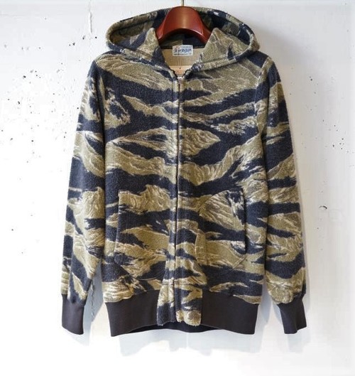  BUZZ RICKSONS - FULL ZIP HOODED SWEAT PARKA - TIGER CAMO