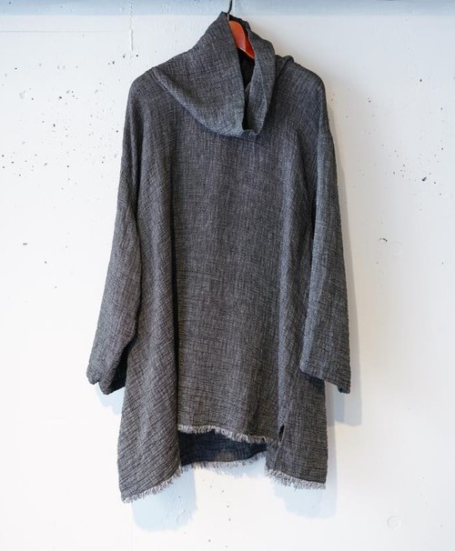  Porter Classic - SASHIKO LINEN PREMIUM PULLOVER - BLACK