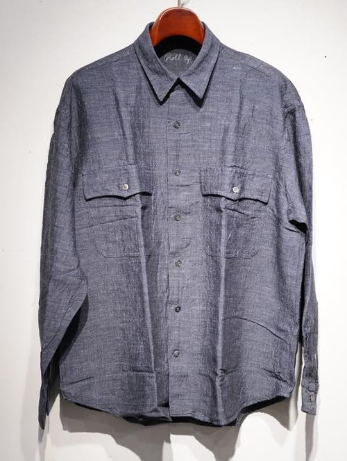  Porter Classic - ROLL UP BAMBOO LINEN SHIRT - NAVY