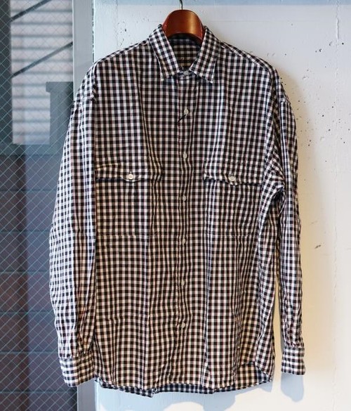  Porter Classic - ROLL UP TRICOLOR GINGHAM CHECK SHIRT - BLACK