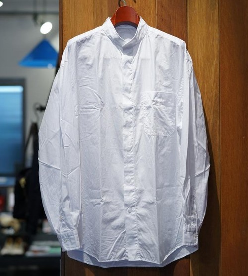  Porter Classic - SWISS COTTON STAND COLLAR SHIRT - WHITE