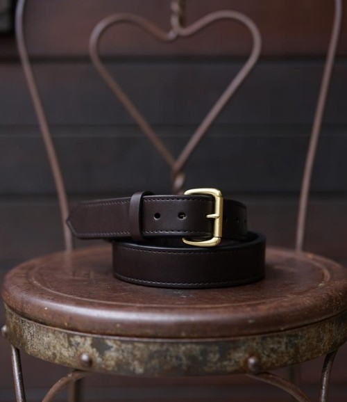  FISON - Bridle Leather Double Belt - Brown