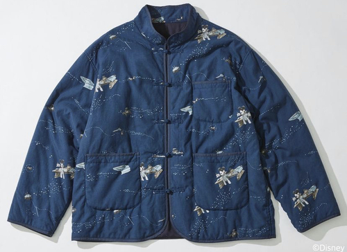  Porter Classic - DISNEY MICKEY MOUSE / PORTER CLASSIC OHARIKO COLLECTION ALOHA CHINESE JACKET - NAVY 