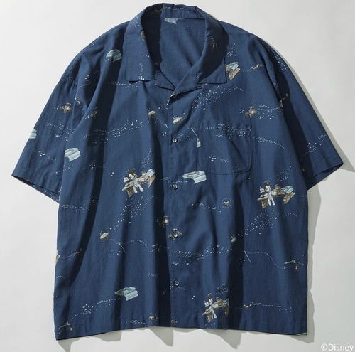  Porter Classic - DISNEY MICKEY MOUSE / PORTER CLASSIC OHARIKO COLLECTION ALOHA  SHIRT - NAVY