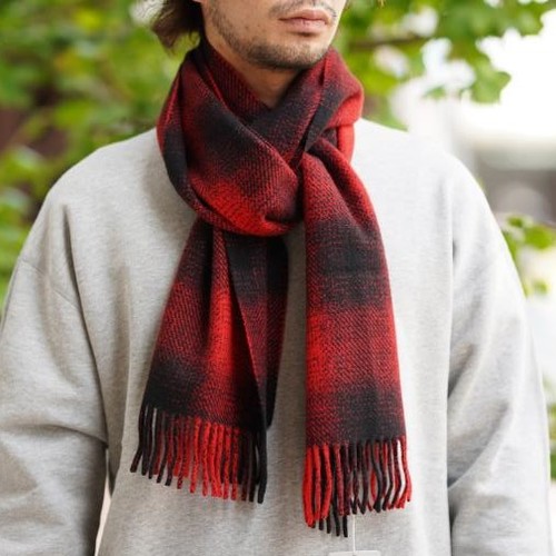  Joshua Ellis - Cashmere Scarf - Tweedy Ombre black / red - 