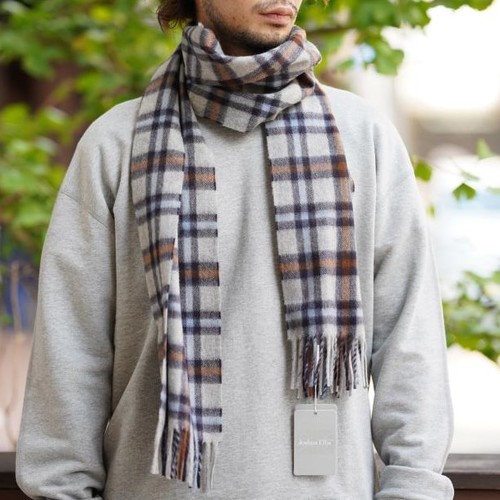  Joshua Ellis - Cashmere Scarf - Modern Tartan v checks - varied checks / plaids