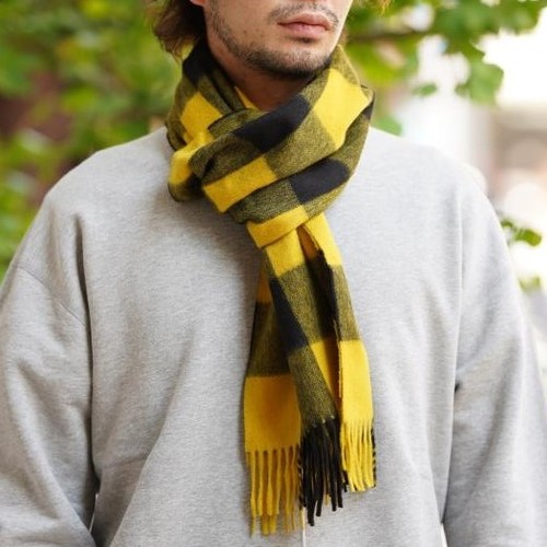  Joshua Ellis - Cashmere Scarf - Buffalo Russian Twill - yellow / black